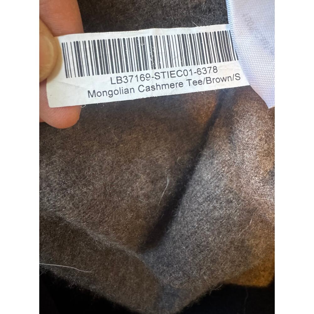 Quince 100% Mongolian Cashmere Tee Sweater Brown Short Sleeve Size Small - Picture 7 of 7